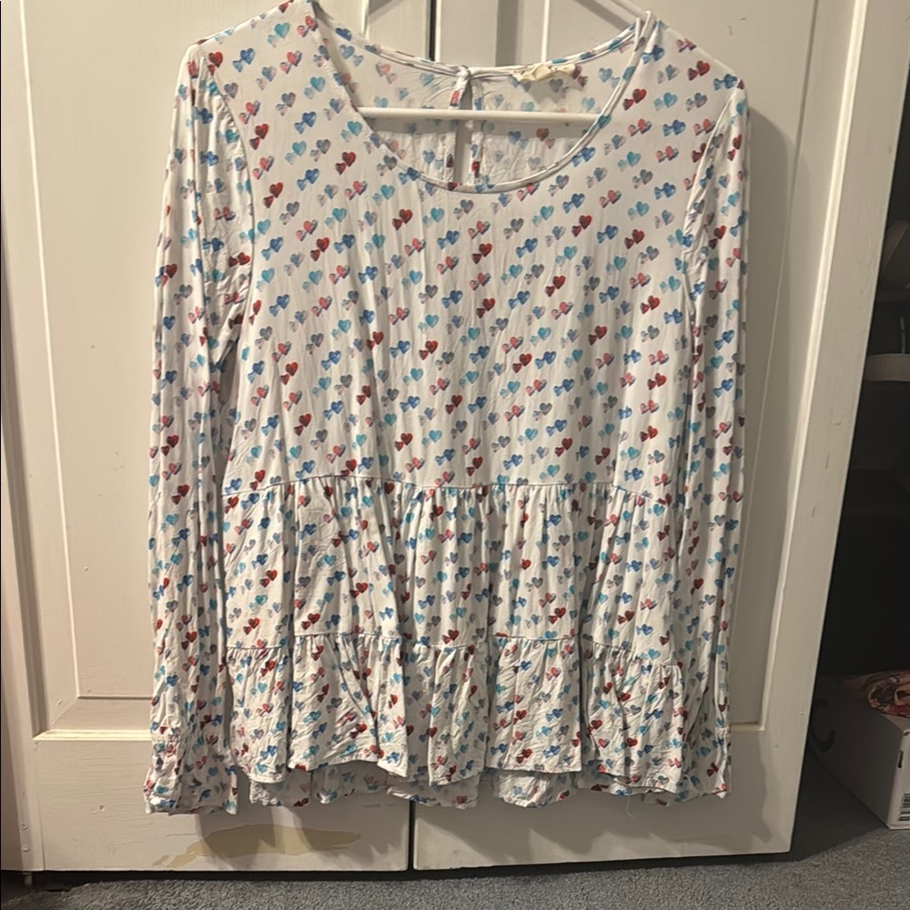 Heart Pattern Long Sleeve Top